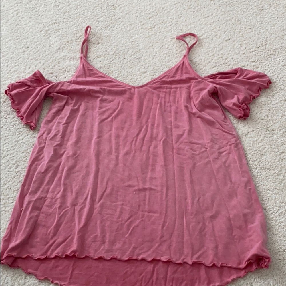 Ruffle off the shoulder tank